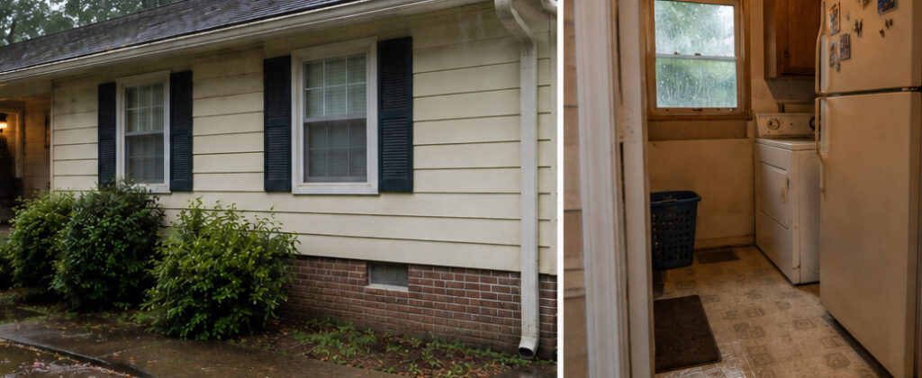 Older Marietta home with aging kitchen and laundry appliances that may face increased fire risks due to worn electrical systems and long-term appliance use.